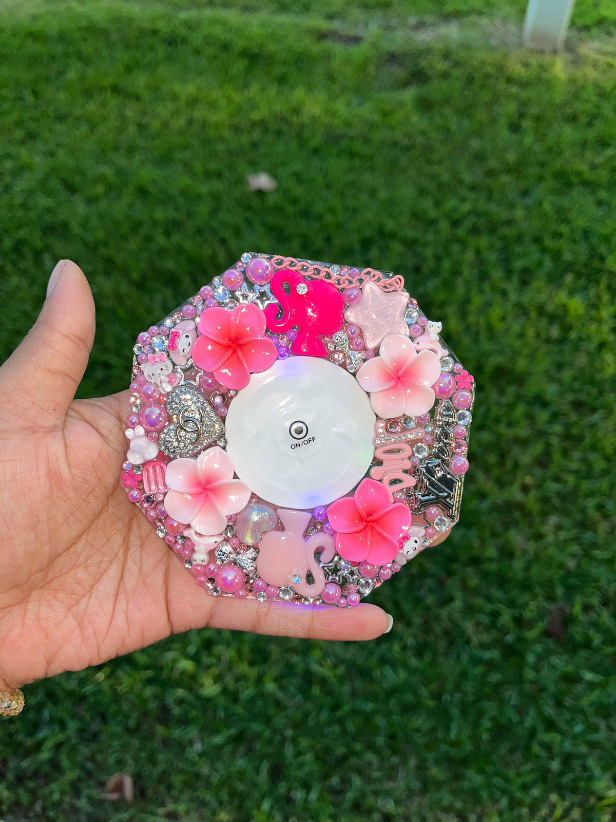 Pink & Silver Junk Led Coaster