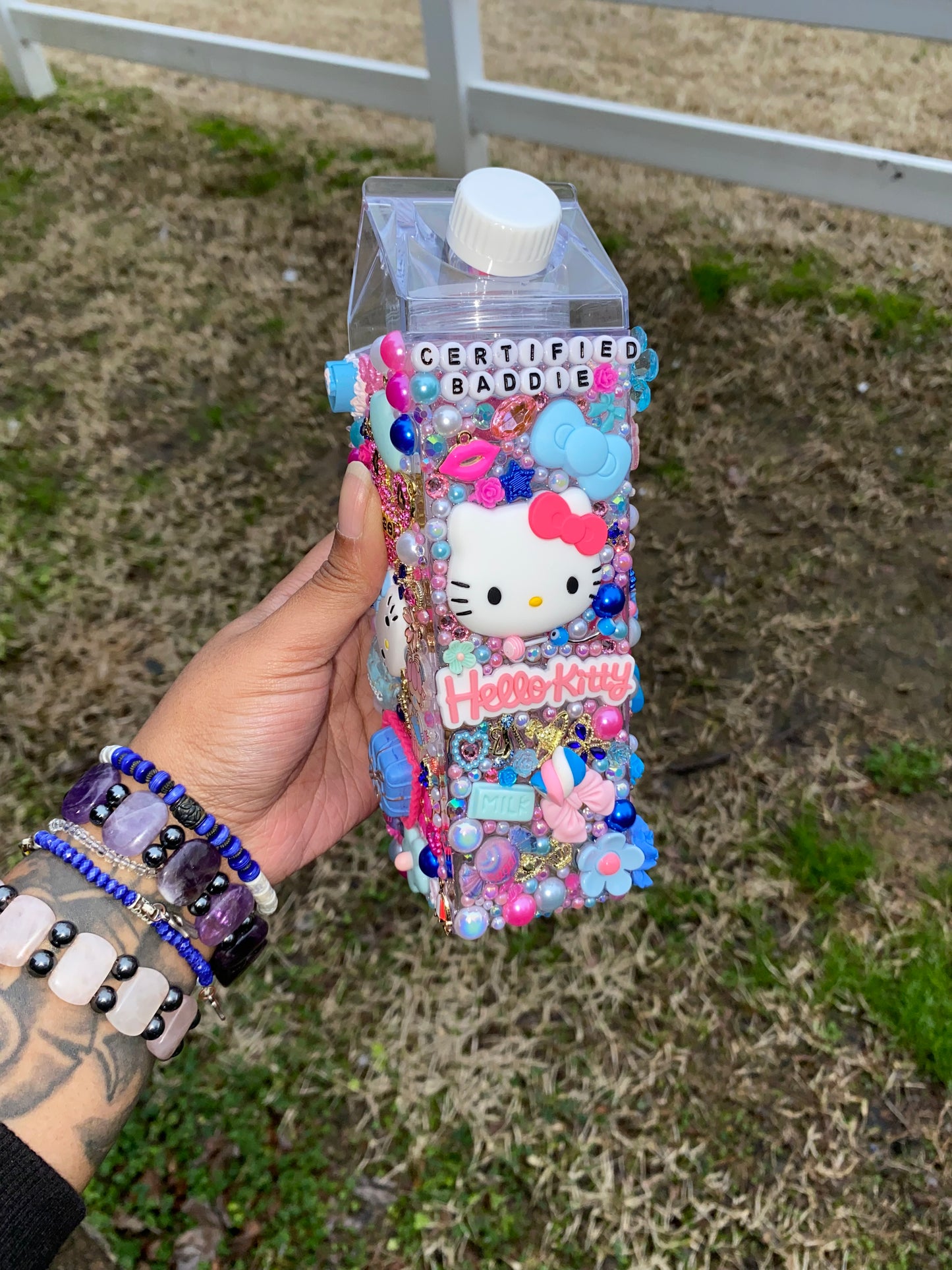 Pink & Blue Junk Milk Carton