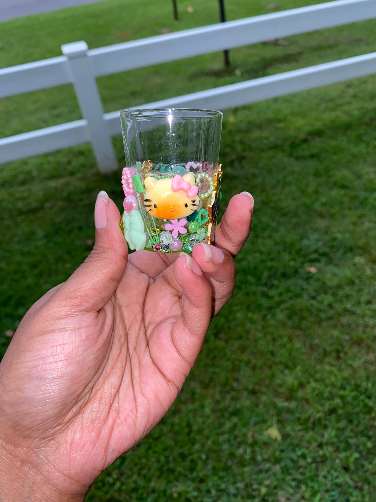 Pink & Green Junk Shot Glass