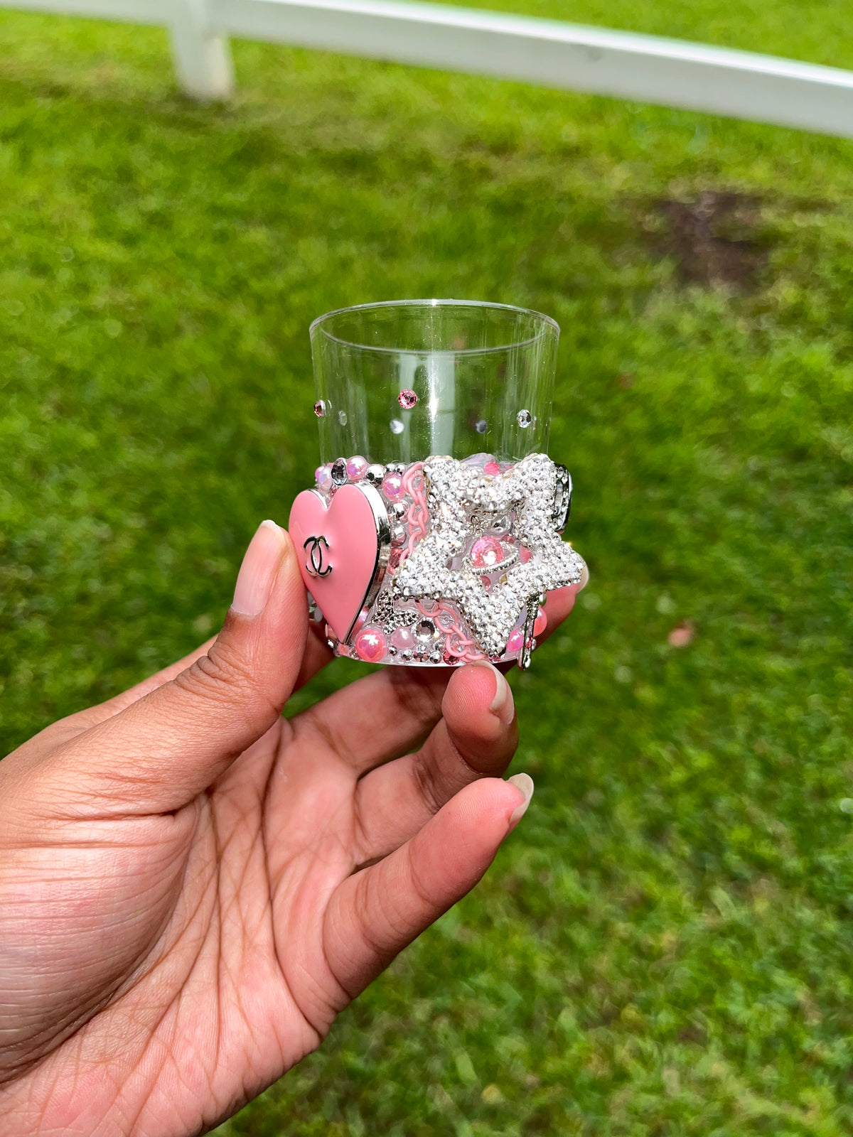 Pink & Silver Junk Shot Glass