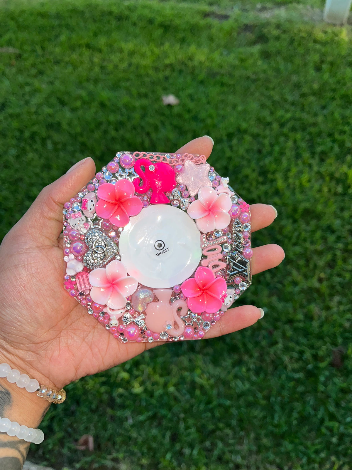 Pink & Silver Junk Led Coaster