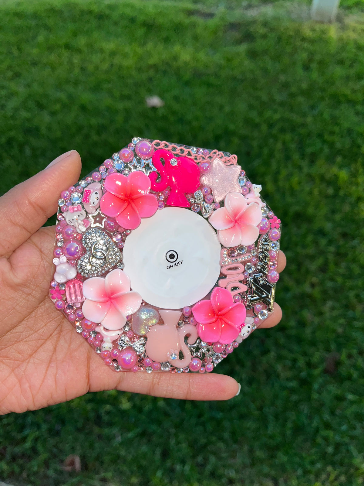 Pink & Silver Junk Led Coaster