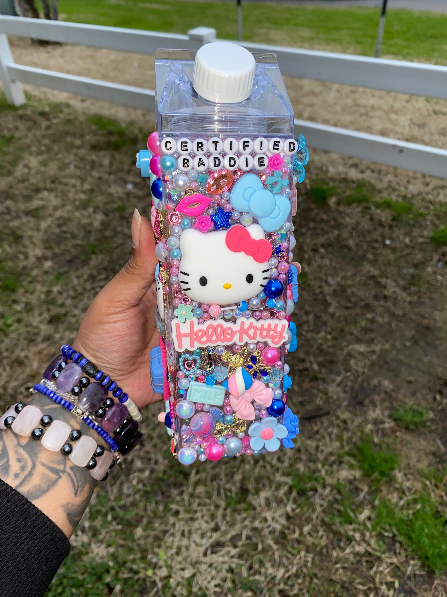 Pink & Blue Junk Milk Carton