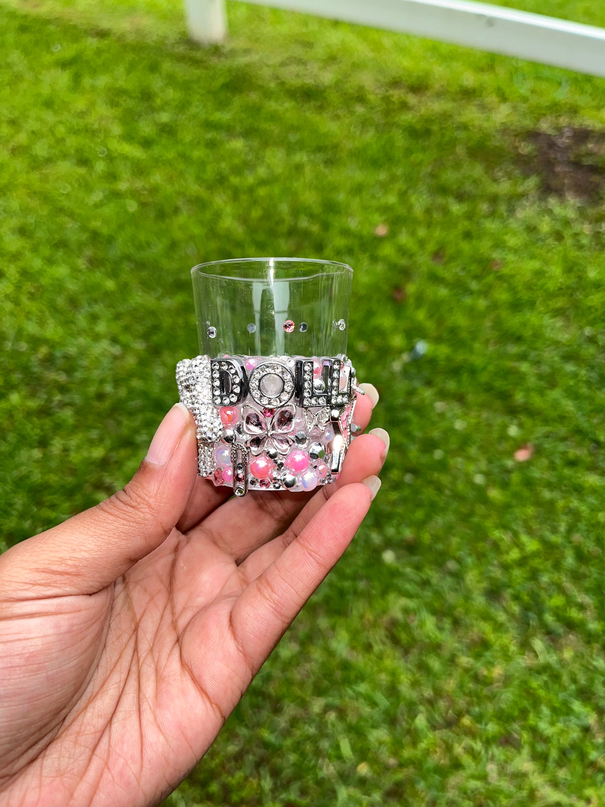 Pink & Silver Junk Shot Glass