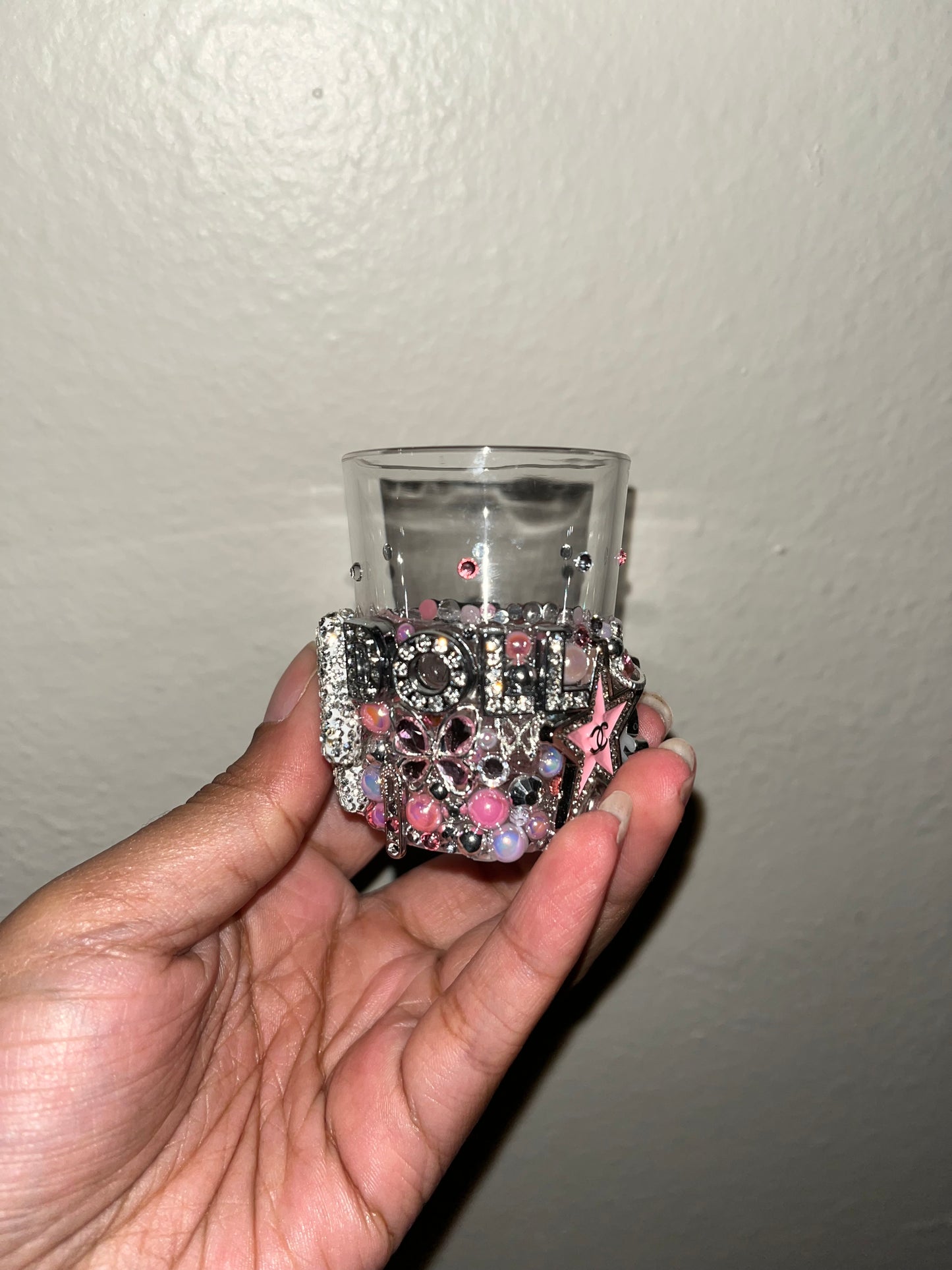 Pink & Silver Junk Shot Glass
