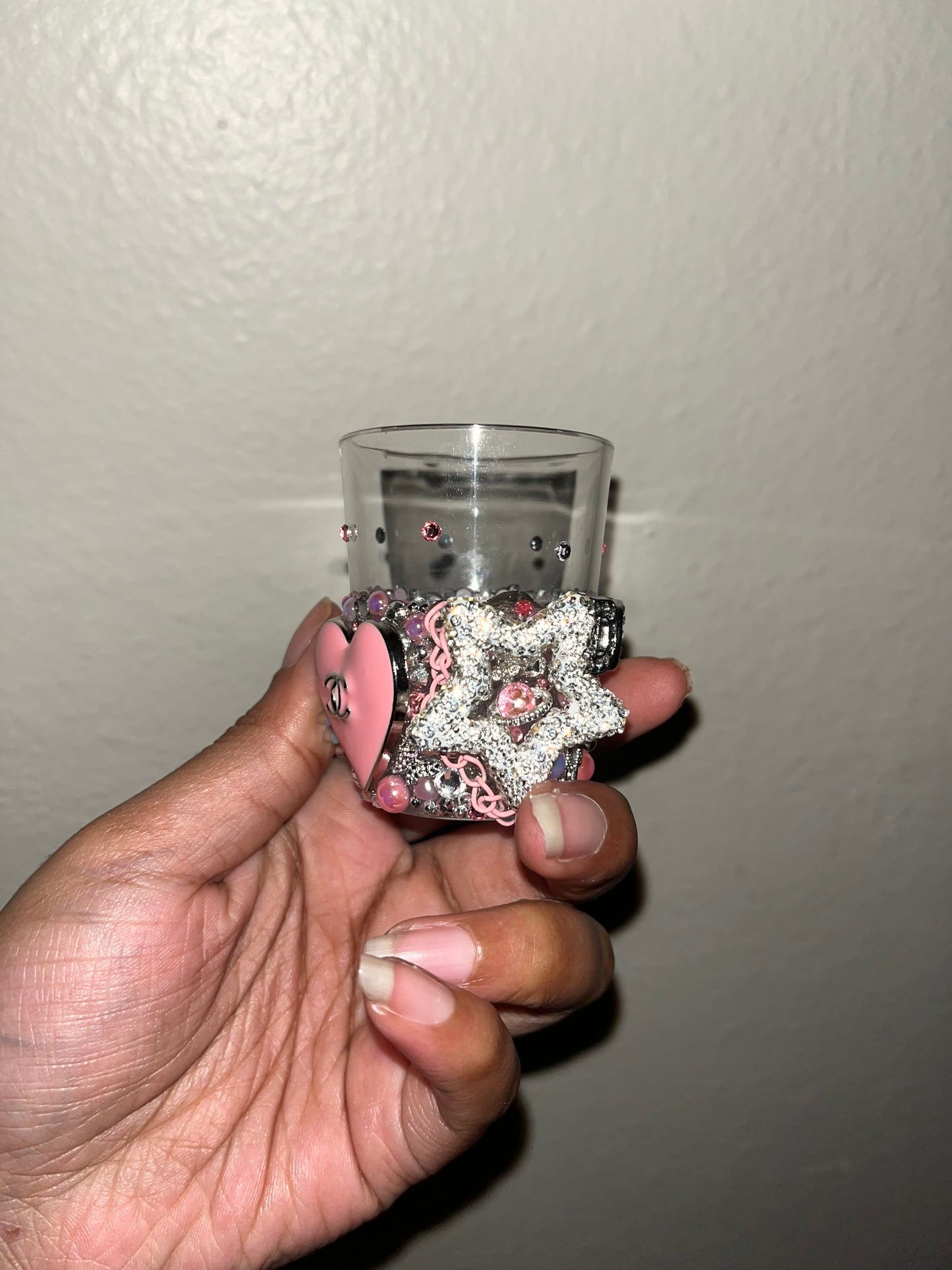 Pink & Silver Junk Shot Glass