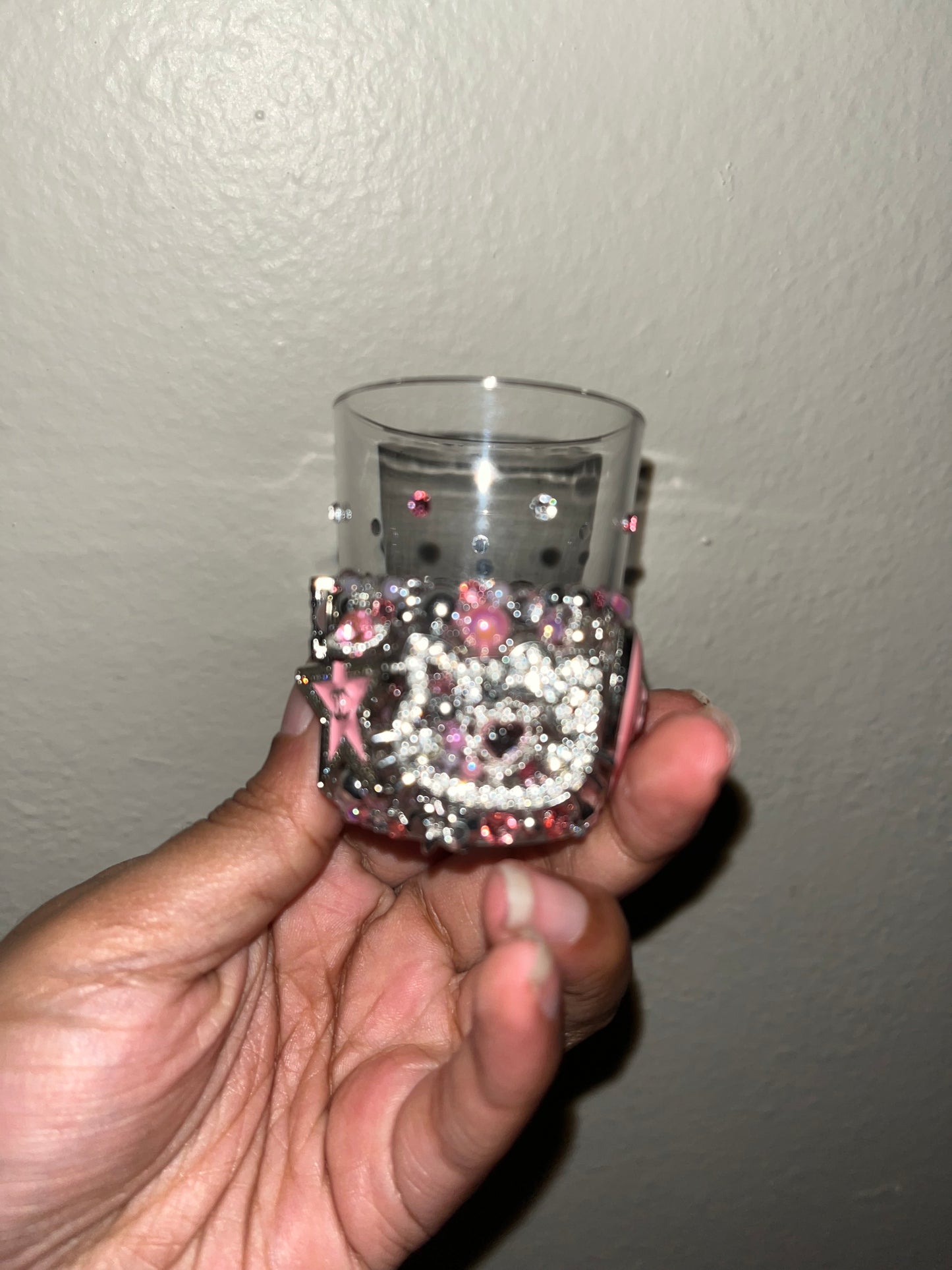 Pink & Silver Junk Shot Glass