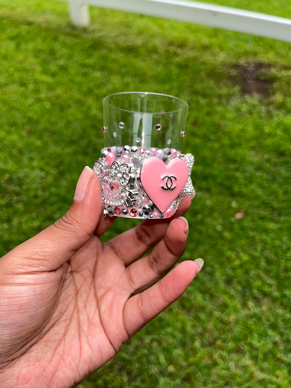 Pink & Silver Junk Shot Glass