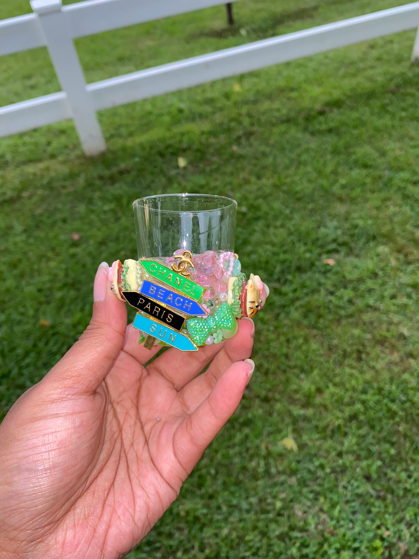Pink & Green Junk Shot Glass