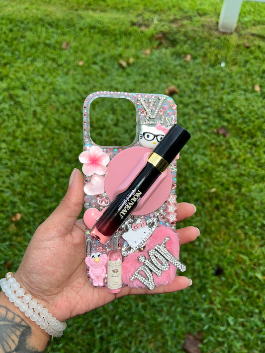 Pink iPhone 16 Pro Max Lip Gloss Holder Junk Case