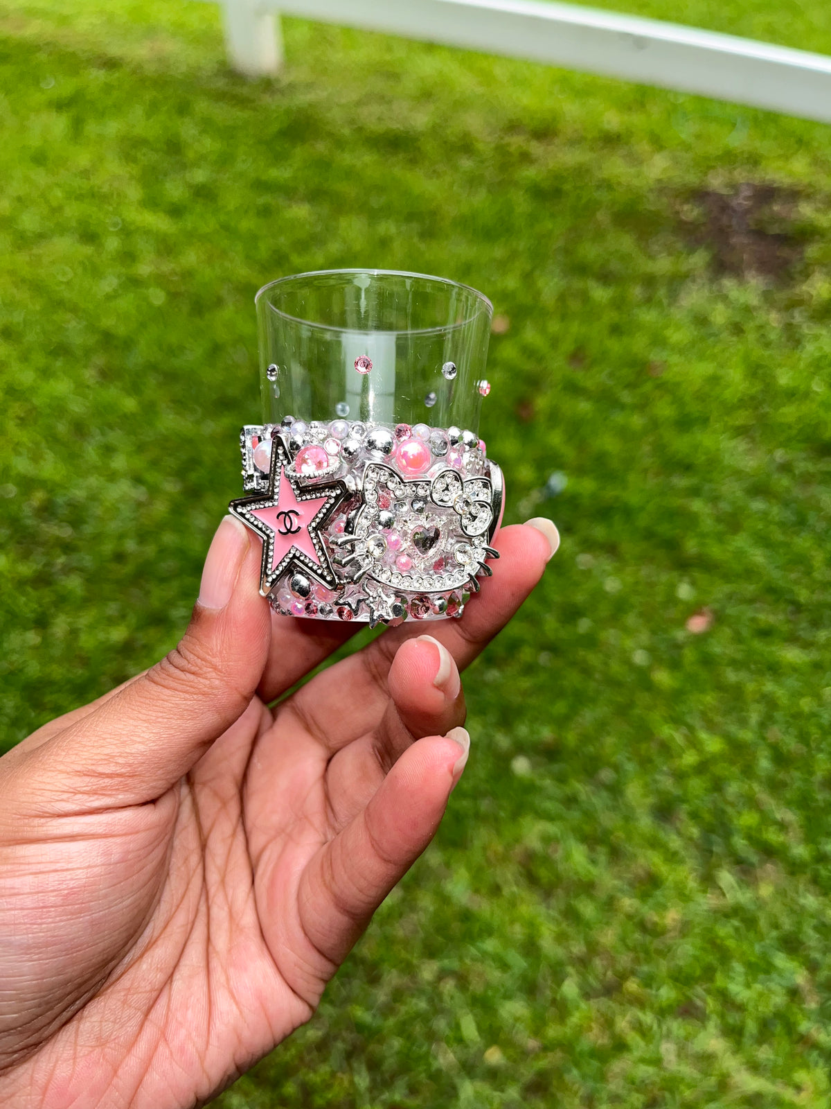 Pink & Silver Junk Shot Glass