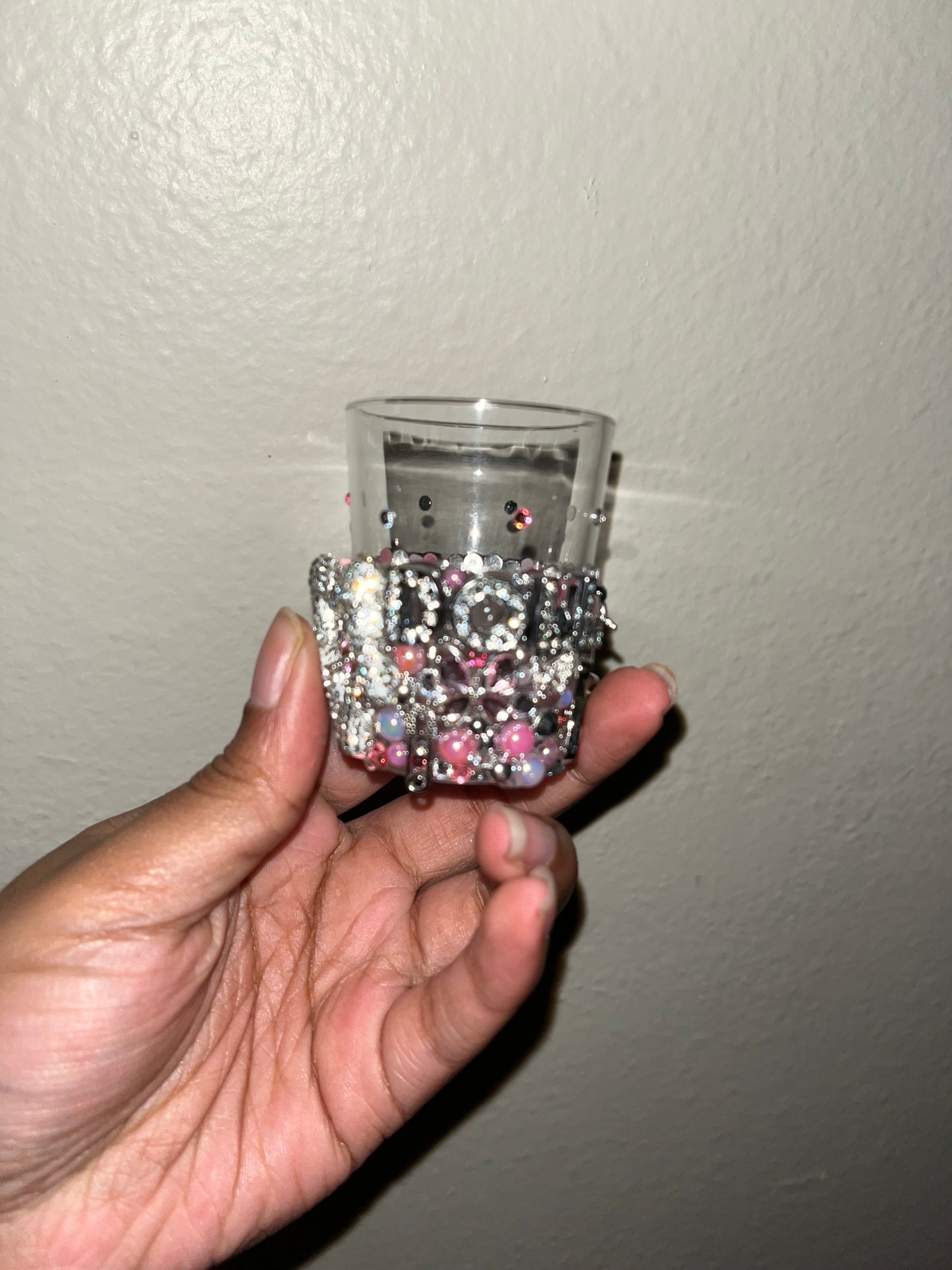 Pink & Silver Junk Shot Glass