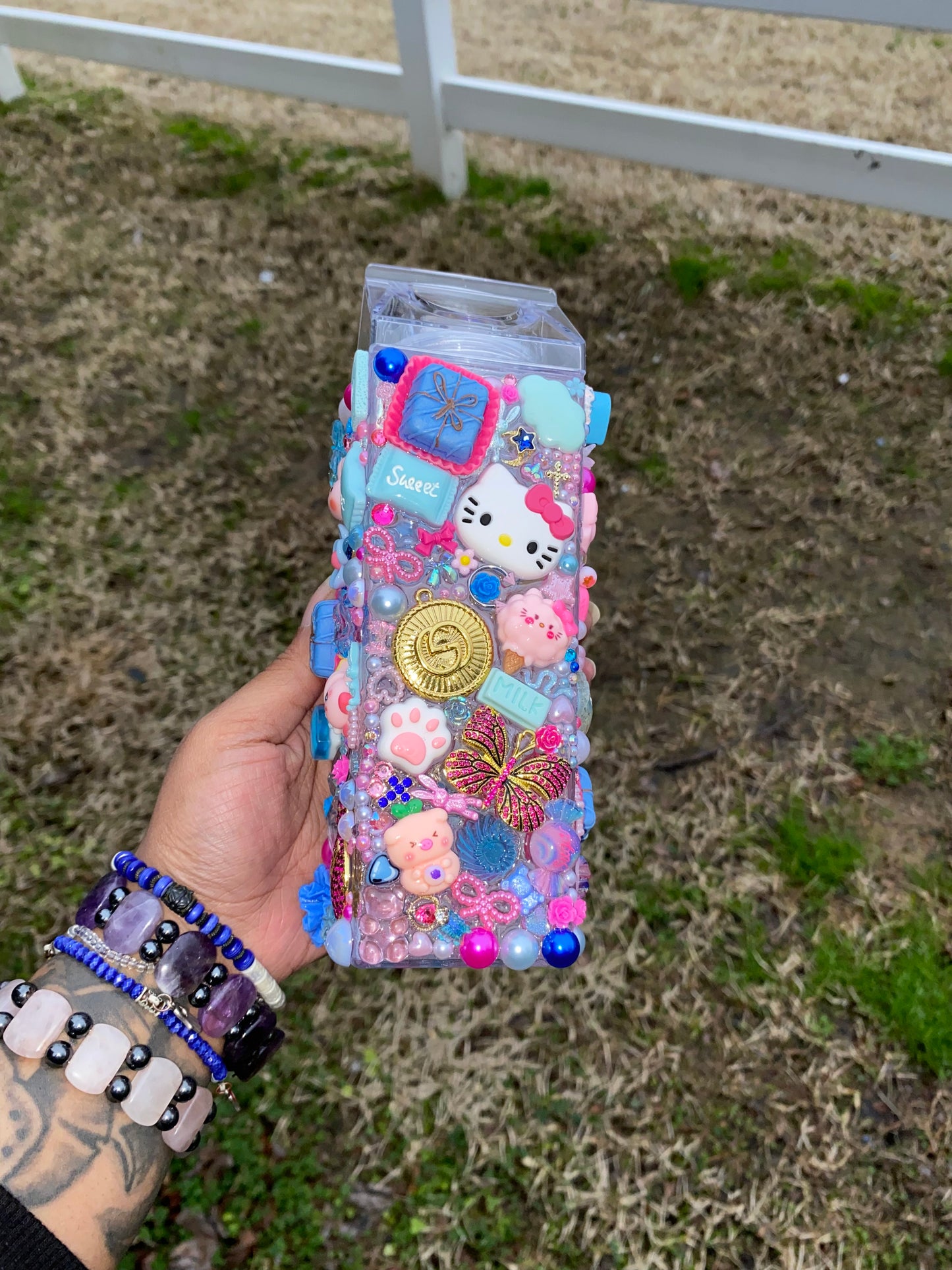Pink & Blue Junk Milk Carton