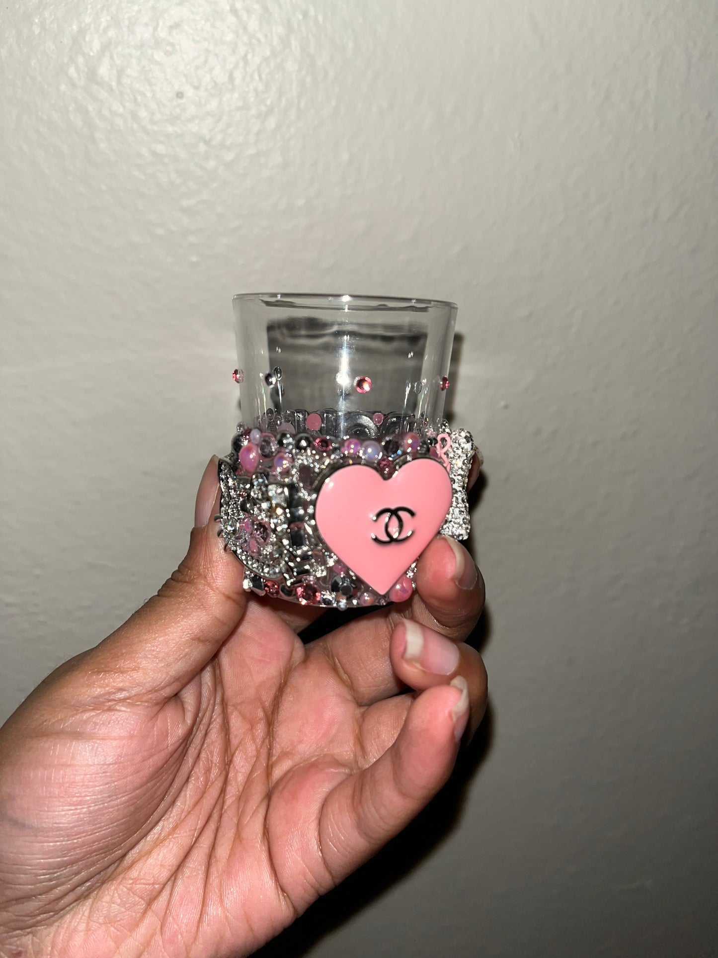 Pink & Silver Junk Shot Glass