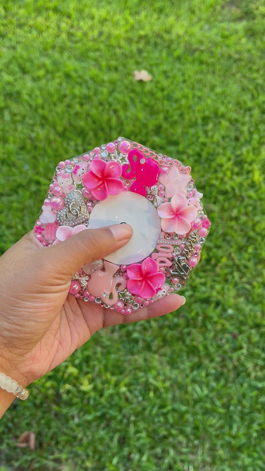 Pink & Silver Junk Led Coaster
